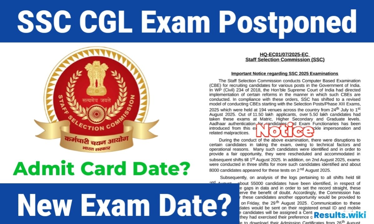 SSC CGL 2025 Postponed